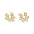Openwork Flower Statement Stud Earrings in Two Tones view 5