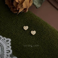 Gold Tone Mini Clear Stone Pave Heart Stud Earrings For Women view 1