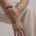 Gold Czech Glass Oval Round Bezel Bracelet Six Colors view 1