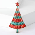Baguette Rhinestone Christmas Tree Brooch Star Top Pin view 8
