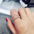 V Crown Stack Ring With Clear Stones in Two Tones With Polished Clear Stone Detail view 3