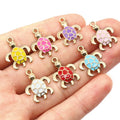 Colorful Turtle Enamel Charms with Antique Gold Tone Frames view 5