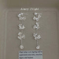 Silver Clear Glass Crystal Butterfly Tassel Drop Earrings view 1