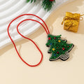 Beaded Christmas Tree Charm Pendant With Red Cord Loop view 2