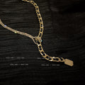 Gold Black Leather Wrap Rhinestone Good Luck Y Necklace view 4