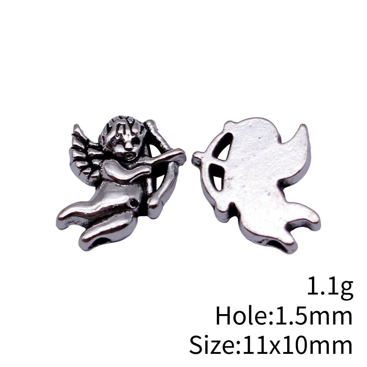 11x10mm 1.1g Antique Silver Zinc Alloy Cupid Small Hole Beads for Bracelet Necklace Jewelry Making