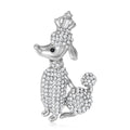 Crystal Poodle Brooch in Gold and Silver Tones for Jackets and Scarves view 1