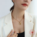 Tulip Oval Openwork Pendant Necklace On Figaro Chain view 3