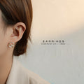 Gold Square Frame Pearl Mother of Pearl Stud Earrings view 3