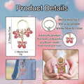 Gold Tone Pink Enamel Triple Butterfly Keychain Charm view 4