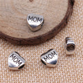 Engraved MOM Heart Large Hole Metal Beads in Two Finishes view 2