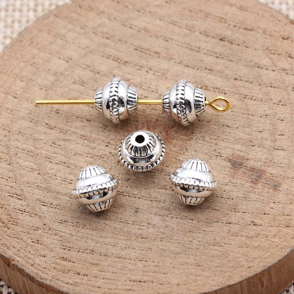 7.8x7.8x7.2mm 1.05g Antique Silver Zinc Alloy Round Small Hole Spacer Beads for DIY Bracelet Jewelry Making