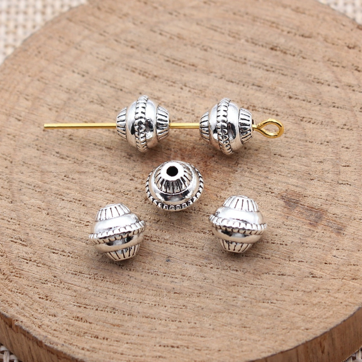 7.8x7.8x7.2mm 1.05g Antique Silver Zinc Alloy Round Small Hole Spacer Beads for DIY Bracelet Jewelry Making