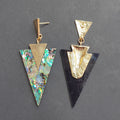 Abalone Shell Triangle Drop Earrings Gold Stud Posts 2 Styles view 2