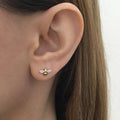 Tiny Crystal Bee Stud Earrings in Gold and Silver Tones view 3