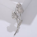 Sparkling Crystal Tulip Stem Brooch in Silver or Gold Tone view 6