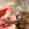 Silver Tone Chain Link Hoop Earrings With Pavé Accents view 2