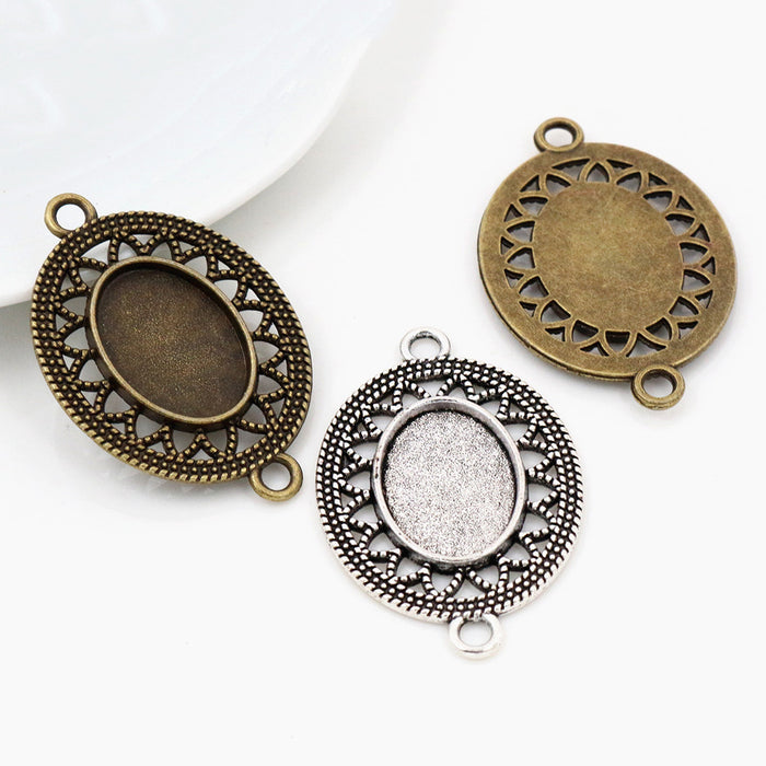 Sunray Double Loop Oval Connector Settings in Two Finishes