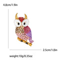 Rhinestone Owl Brooch Enamel Wings Branch Perch Pin view 4
