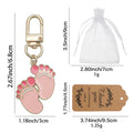 Pink Blue Baby Feet Enamel Keychain Gold Lobster Clasp view 2
