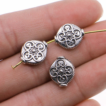 Scroll Pattern Square Beads in 1 Metal Finish for Jewelry Making