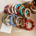 Acrylic Marbled Stretch Bangles Gold Spacers 16 Colors view 4