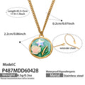 Gold Stainless Enamel Rose Round Pendant Necklaces Four Models view 9