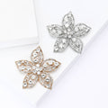 Open Petal Crystal Flower Brooch in Three Metal Tones view 2