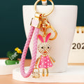 Jeweled Polka Dot Dress Rabbit Keychains in Four Colors and Three Loop Styles view 12