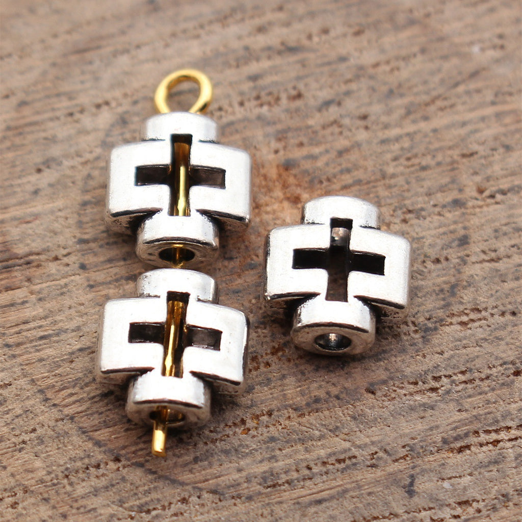 8x7.9x3.5mm 0.7g Multicolor Zinc Alloy Hollow Cross Spacer Beads for Bracelet Necklace Jewelry Making