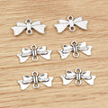 Ribbon Bow Charms in Silver and Antique Bronze Tones view 3