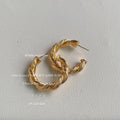 Gold Twisted Rope C Hoop Earrings Open Stud Posts Pair view 1