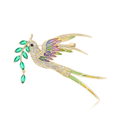 Flying Swallow brooch front view on a white background