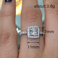 Silver Tone Square Halo Clear Stone Pave Band Ring view 3