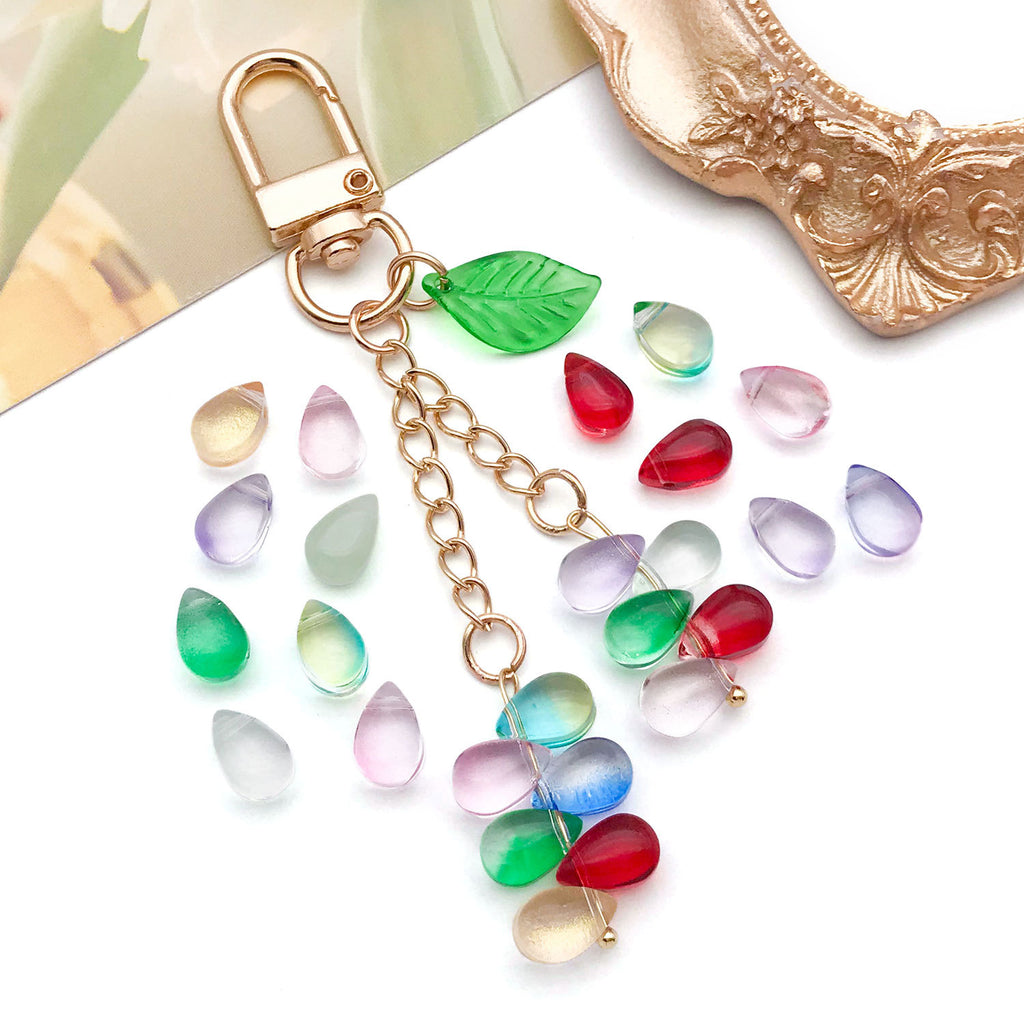 6x9mm Glass Teardrop Charm Pendants