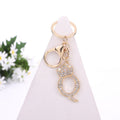 Crown Initial Letter Rhinestone Keychain Gold Tone Letters A-Z view 2