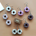 Donut Drop Earrings with Colorful Icing and Silver Tone Hooks view 1