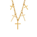 Multi Cross Layered Necklace Zircon Stainless Gold Steel view 5