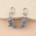 Flocked Fox Cat Bear Animal Keychains Silver Clips 7 Styles view 8