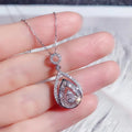 Silver Teardrop Double Halo Clear Pendant Necklace view 2