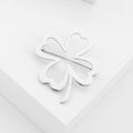 Flat Four Leaf Clover Brooch in Gold or Silver Tone view 6