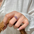 Rose Gold Purple Crystal Marquise Cluster Open Ring view 4