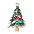 Green Enamel Christmas Tree Brooch Red Blue Rhinestone Gold view 1