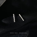 Silver Tone Clear Stone Straight Bar Stud Earrings For Women view 1
