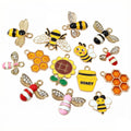 Colorful Bee Honeycomb and Honey Pot Enamel Pendant Charms view 1