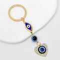 Rhinestone Evil Eye Beaded Chain Keychain Gold Tone view 9