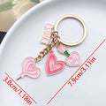 Pink Rose Love Heart Letter and Card Metal Keychain Set view 8