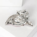 Red Enamel Cardinal Bird Holly Brooch Rhinestone Accent Pin view 3