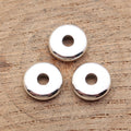 Smooth Round Washer Spacer Beads in Two Sizes and Silver Tone view 2