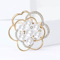Openwork Pearl Flower Brooch In 2 Styles With Polished Metal And Decorative Details view 4